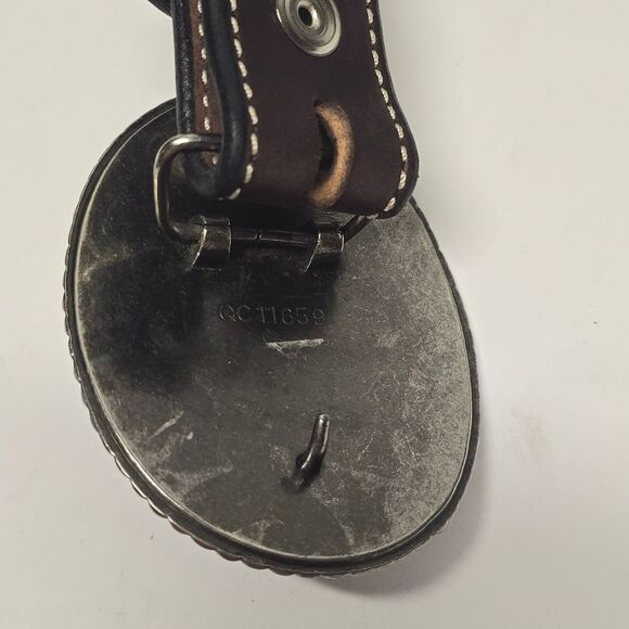 Vintage COBLENTZ Brown Leather Western Belt Stones Rhinestones Buckle Cowgirl